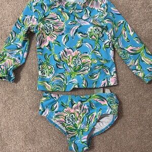 Kids Swim Set - Blue and Green Floral